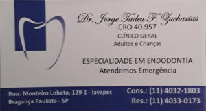 Dentista Dr. Jorge Tadeu Fernandes Zacharias
